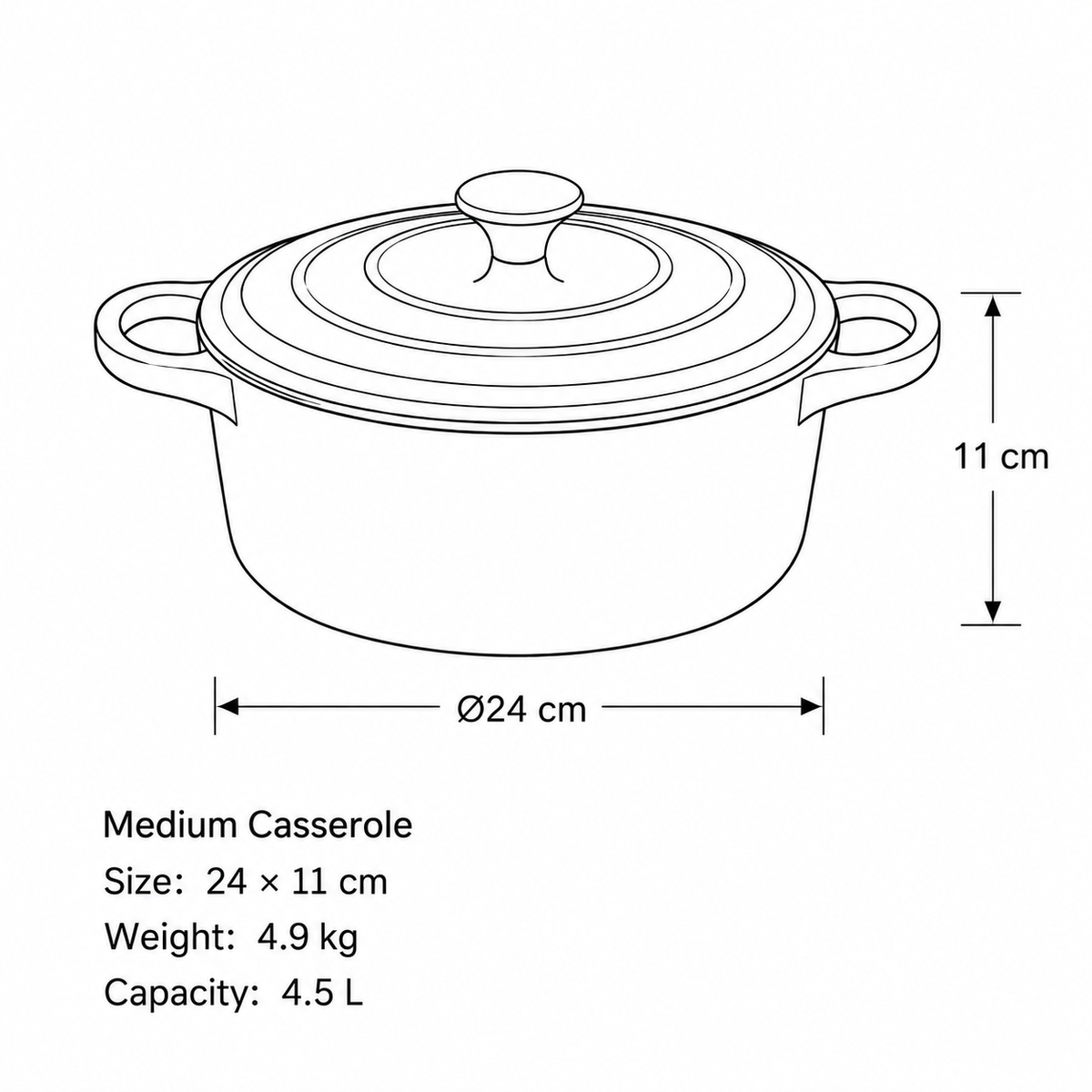 MOCHOO 24 cm Enameled Cast Iron Stew Pot – 4.5 L