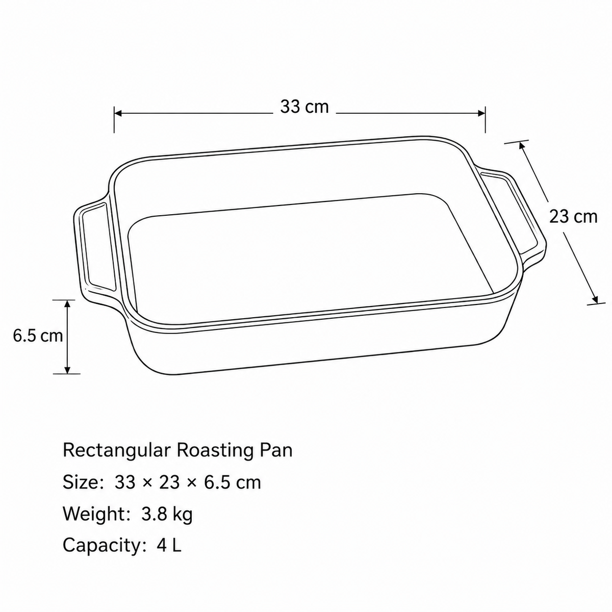 MOCHOO 33 cm Enameled Cast Iron Roasting Pan – 4.0 L