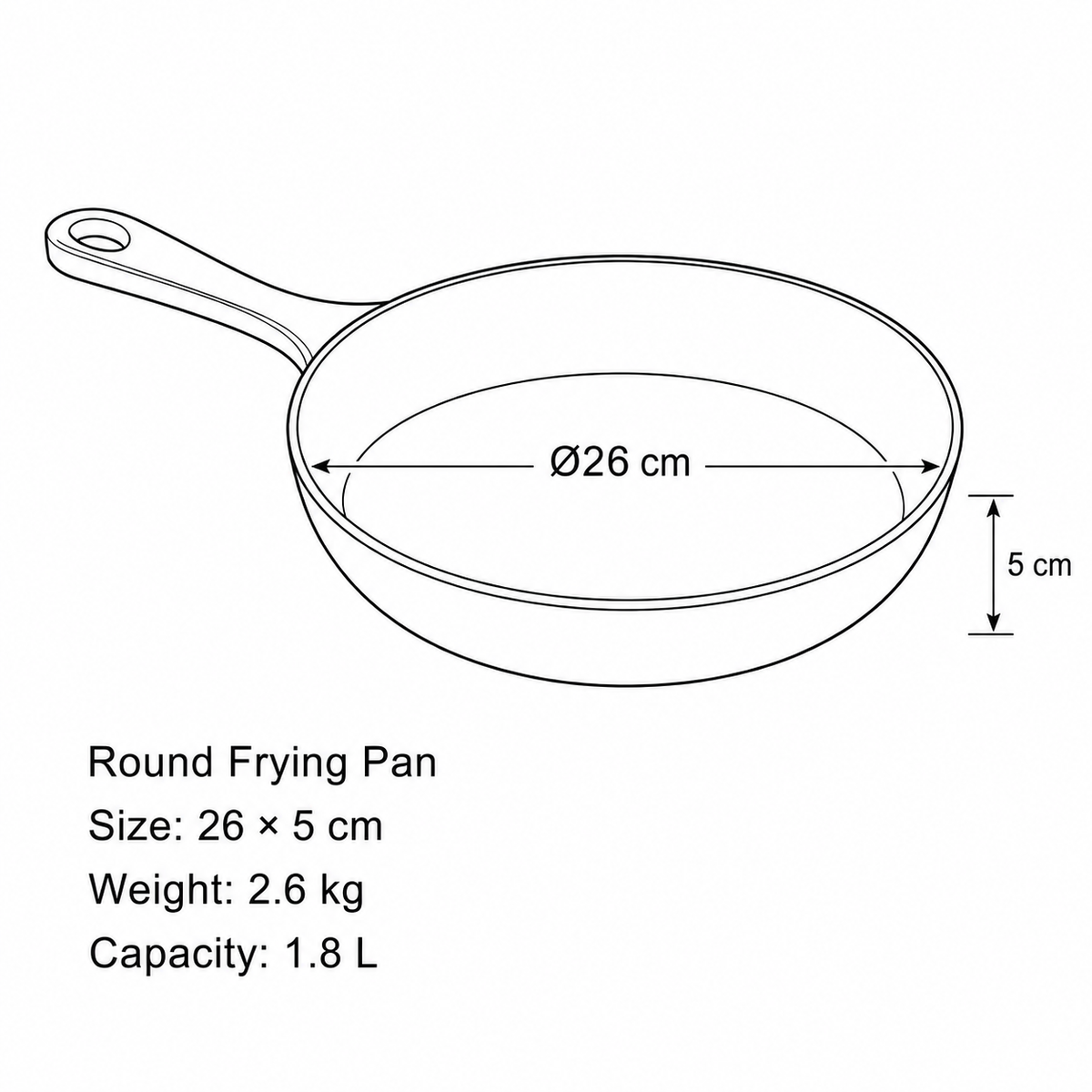 MOCHOO 10-Inch Enameled Cast Iron Frying Pan – 1.8 L
