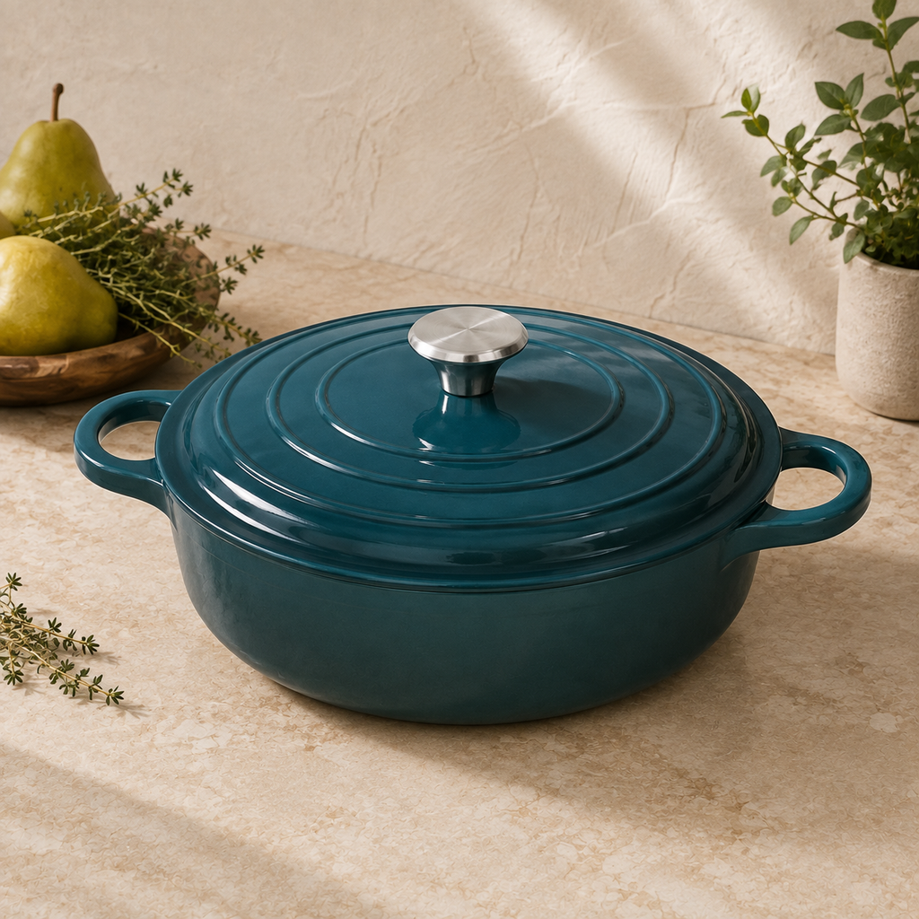 MOCHOO 30 cm Enameled Cast Iron Seafood Pot – 3.5 L