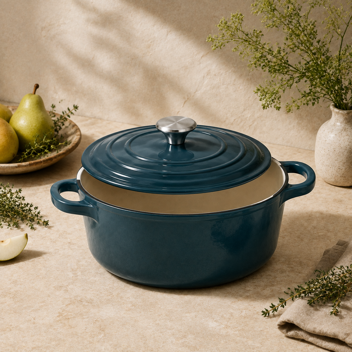 MOCHOO 24 cm Enameled Cast Iron Stew Pot – 4.5 L