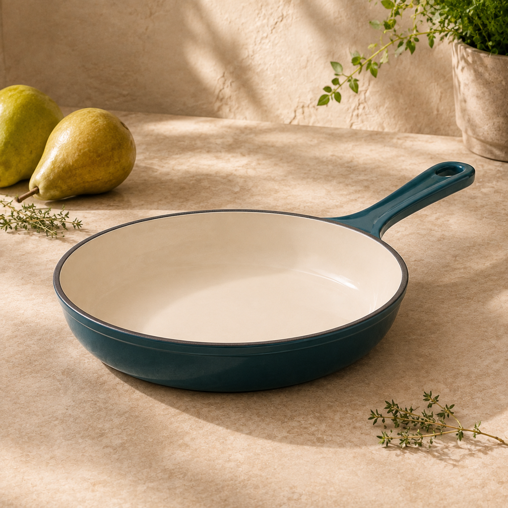 MOCHOO 10-Inch Enameled Cast Iron Frying Pan – 1.8 L