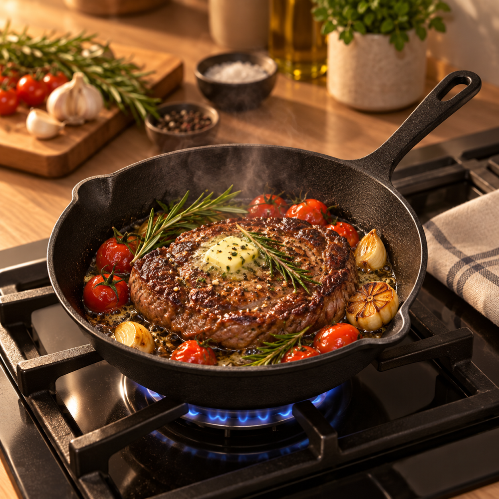 MOCHOO 3-Piece Cast Iron Skillet Set – 6, 8 & 10 Inch