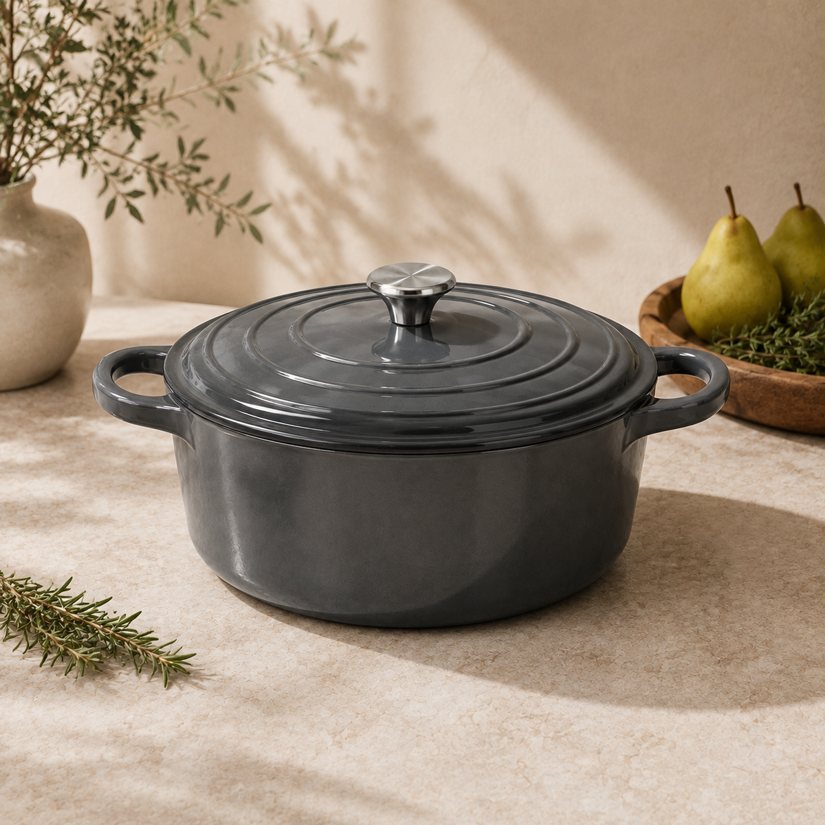 MOCHOO 24 cm Enameled Cast Iron Stew Pot – 4.5 L