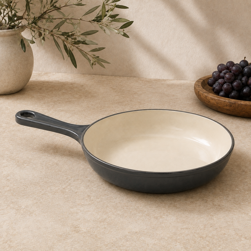 MOCHOO 10-Inch Enameled Cast Iron Frying Pan – 1.8 L