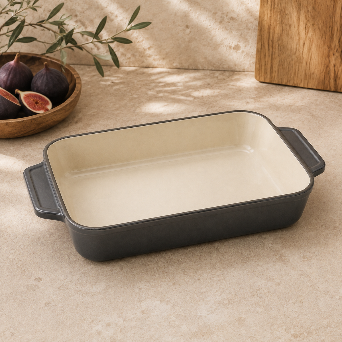 MOCHOO 33 cm Enameled Cast Iron Roasting Pan – 4.0 L