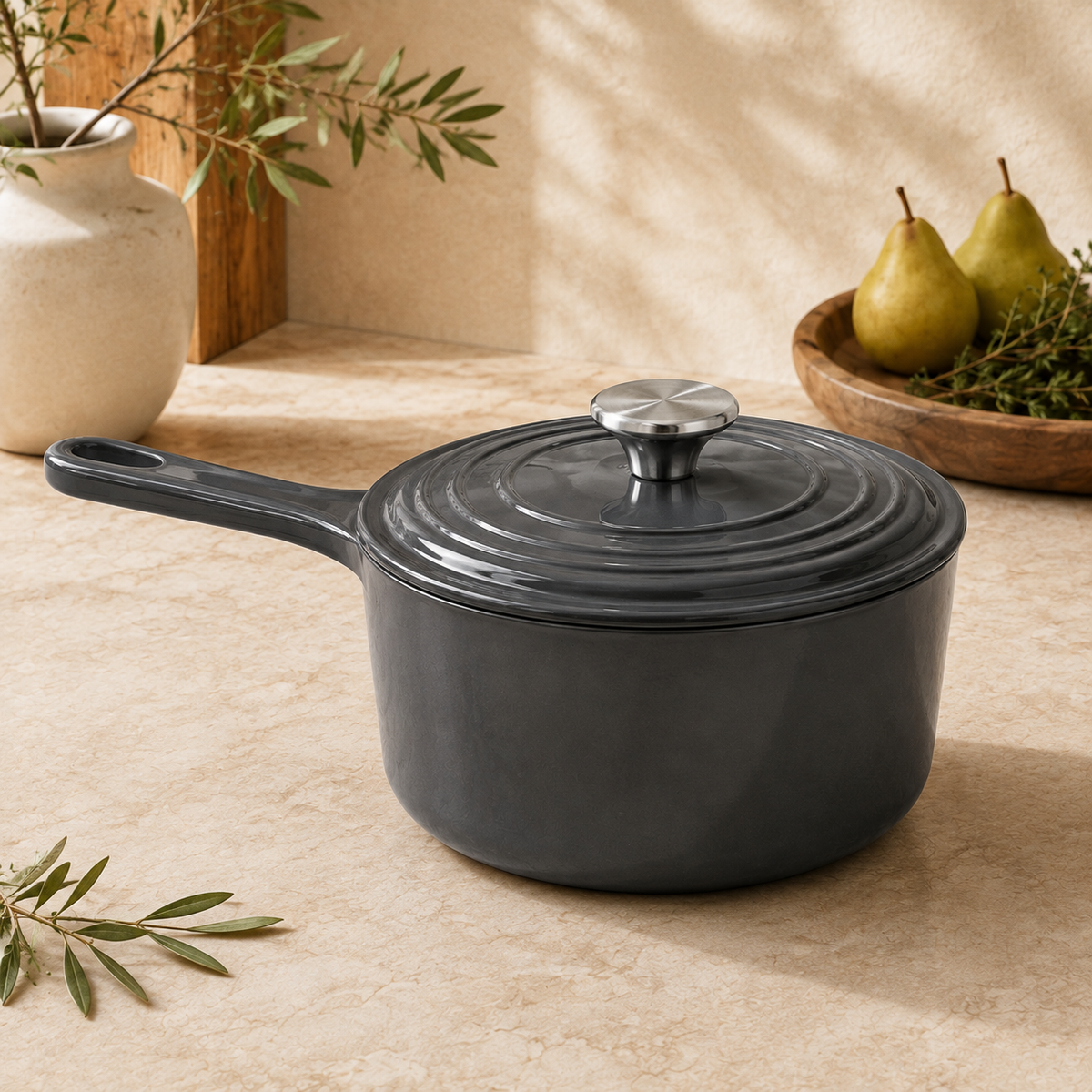MOCHOO 19 cm Enameled Cast Iron Milk Pot – 2.3 L