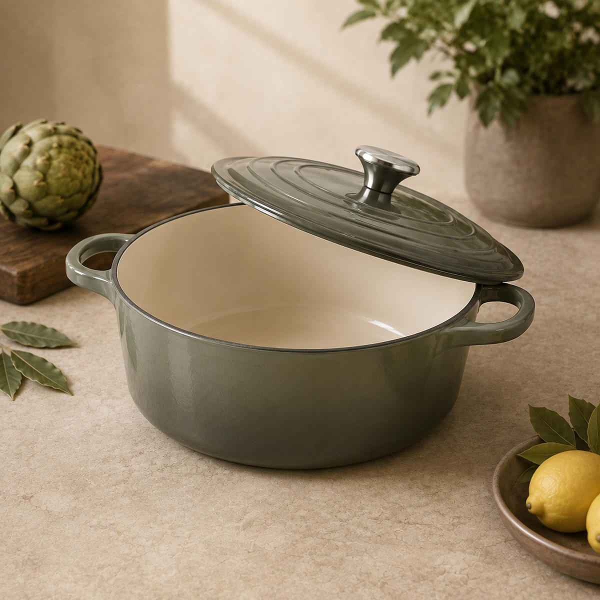 MOCHOO 24 cm Enameled Cast Iron Stew Pot – 4.5 L