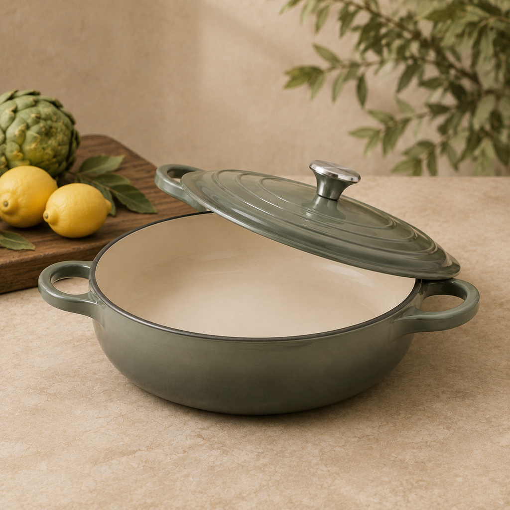 MOCHOO 30 cm Enameled Cast Iron Seafood Pot – 3.5 L