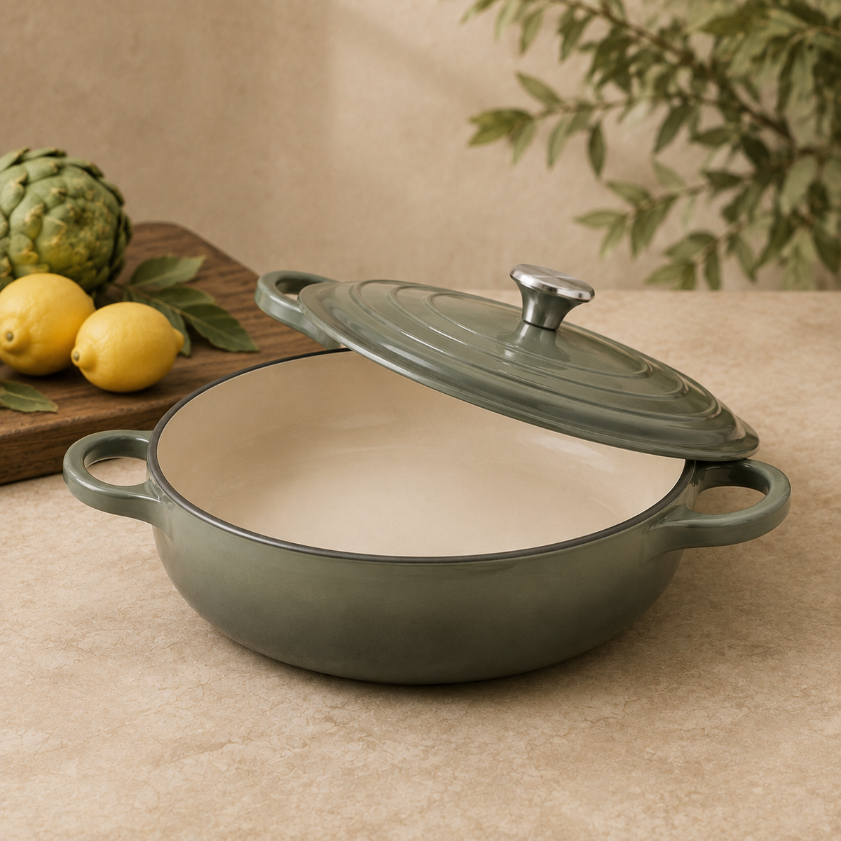 MOCHOO 30 cm Enameled Cast Iron Seafood Pot – 3.5 L