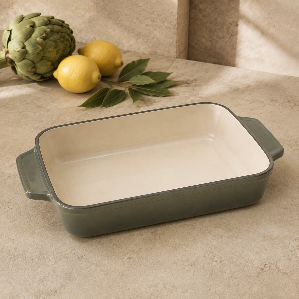 MOCHOO 33 cm Enameled Cast Iron Roasting Pan – 4.0 L