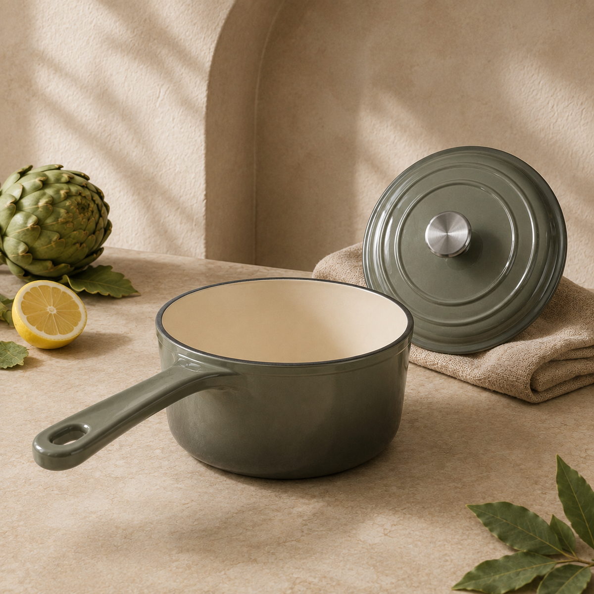 MOCHOO 19 cm Enameled Cast Iron Milk Pot – 2.3 L