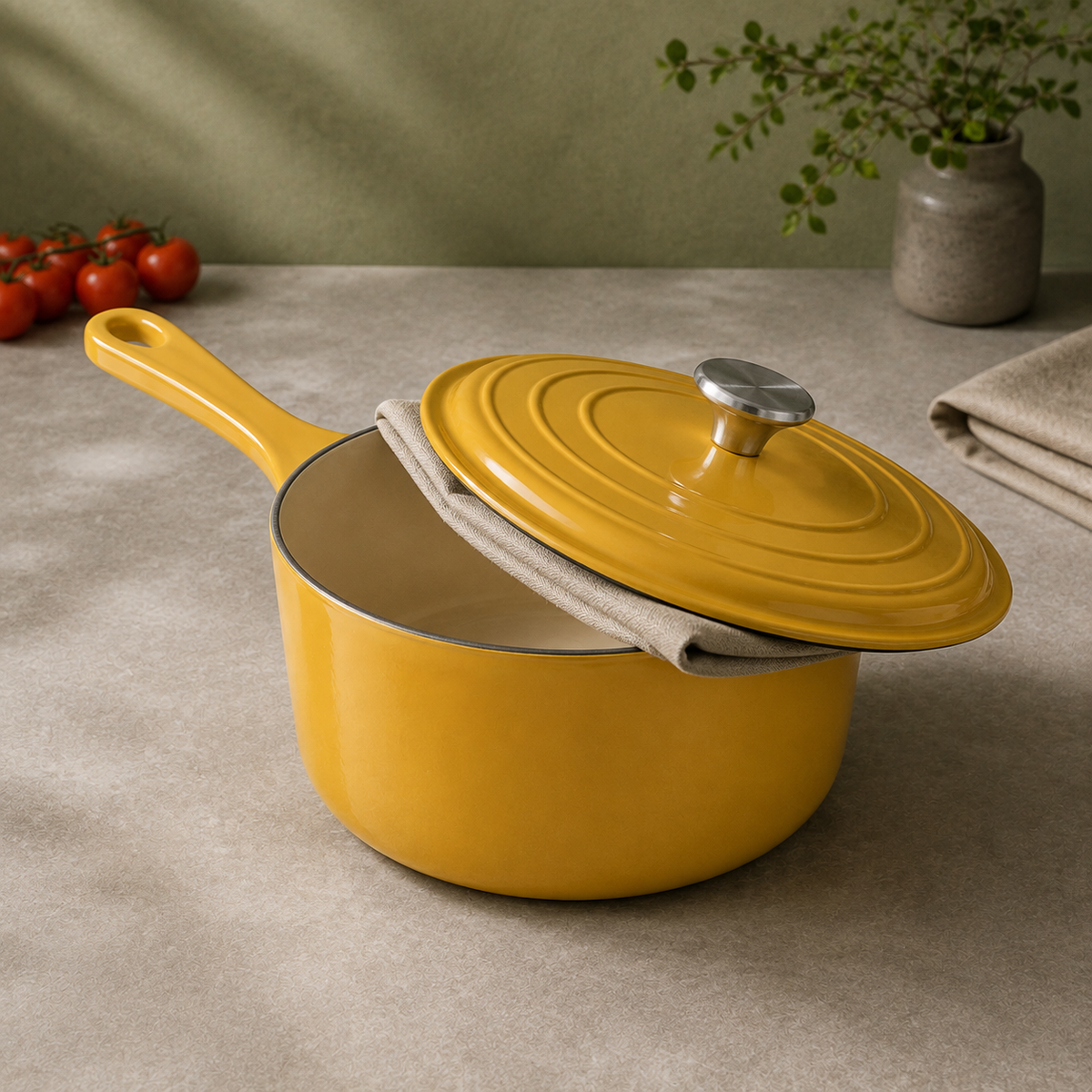 MOCHOO 19 cm Enameled Cast Iron Milk Pot – 2.3 L