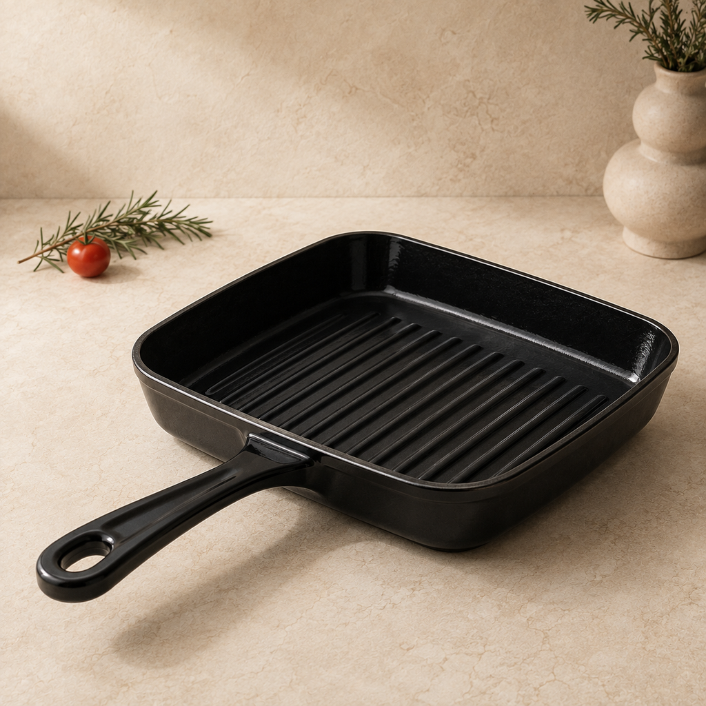 MOCHOO 25 cm Enameled Cast Iron Steak Pan – 1.8 L