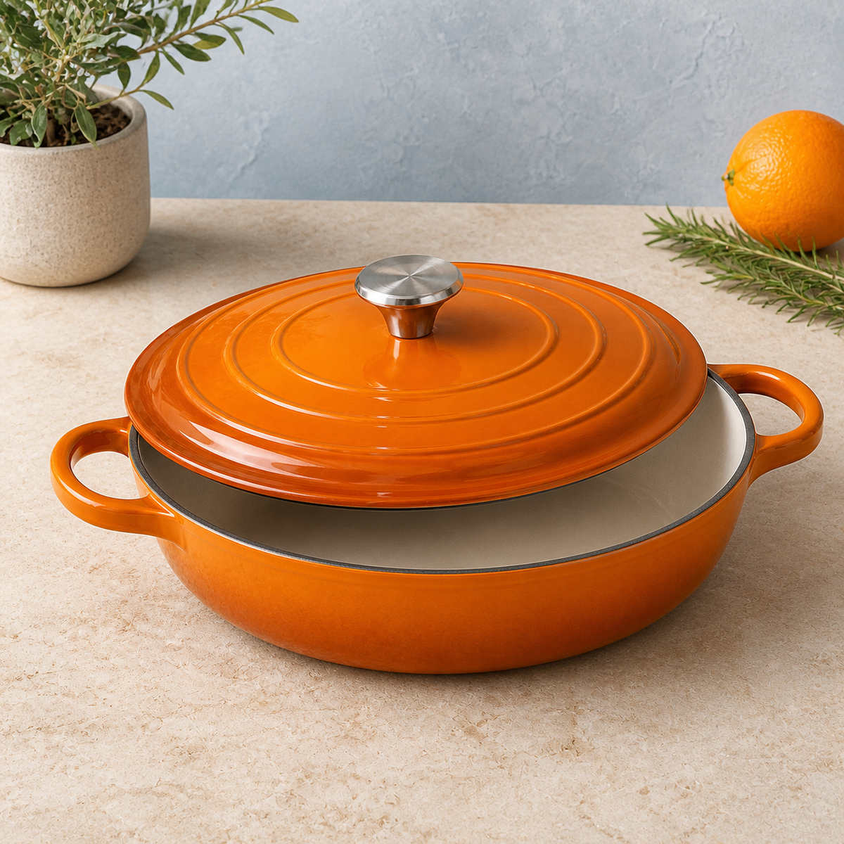 MOCHOO 30 cm Enameled Cast Iron Seafood Pot – 3.5 L