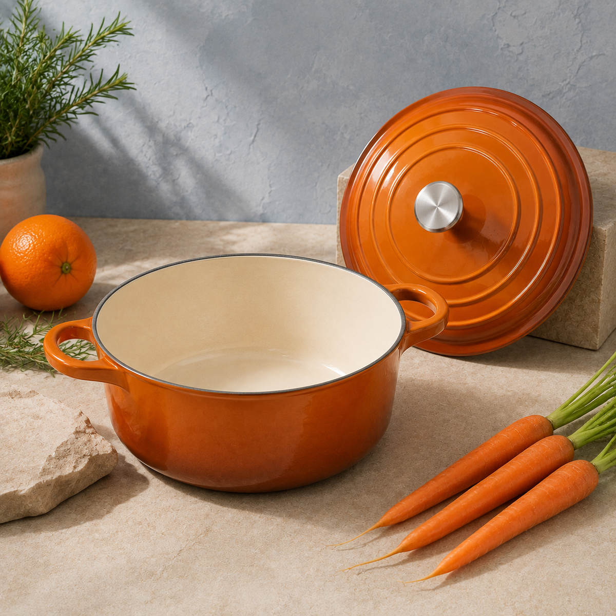 MOCHOO 26 cm Enameled Cast Iron Family Pot (Mama Pot) – 5.0 L