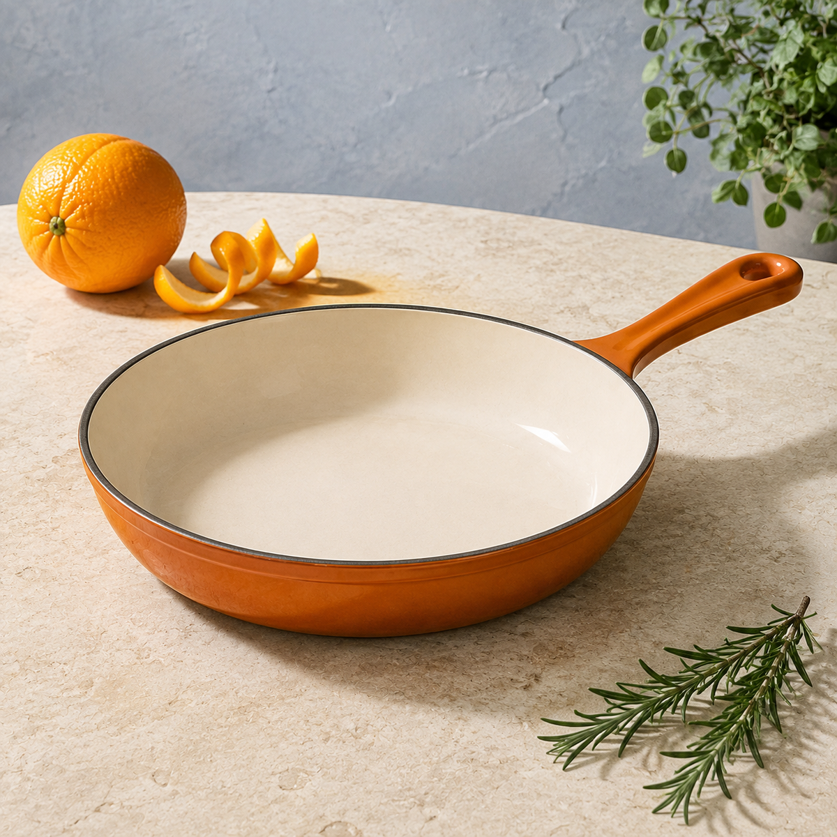MOCHOO 10-Inch Enameled Cast Iron Frying Pan – 1.8 L