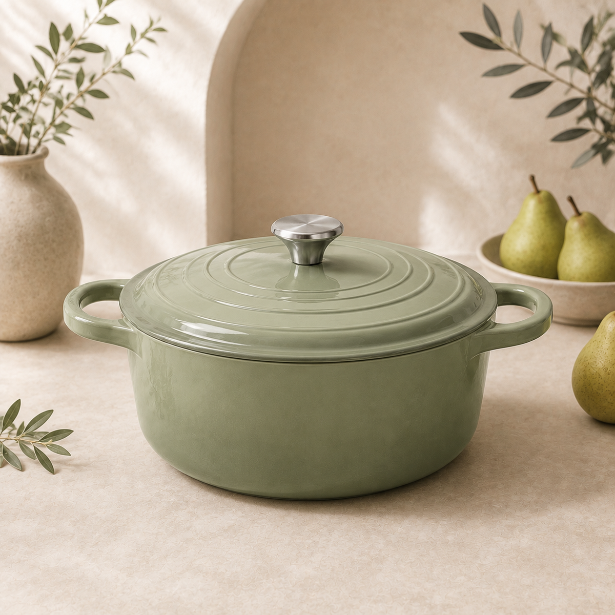 MOCHOO 26 cm Enameled Cast Iron Family Pot (Mama Pot) – 5.0 L