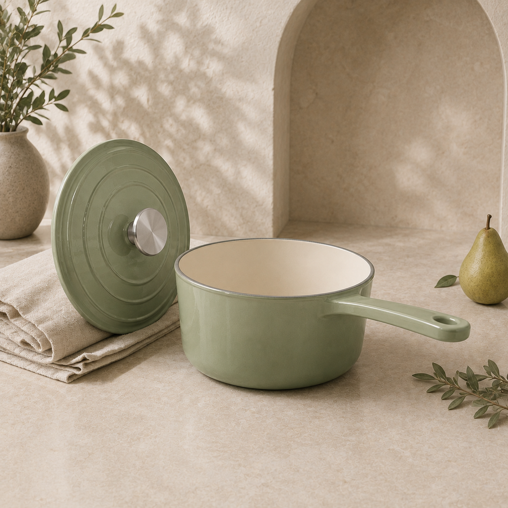 MOCHOO 19 cm Enameled Cast Iron Milk Pot – 2.3 L