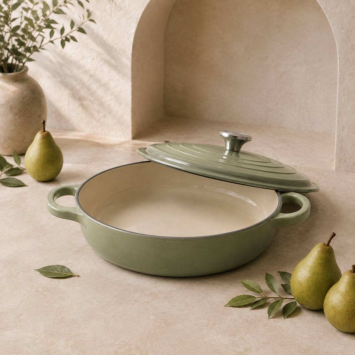 MOCHOO 30 cm Enameled Cast Iron Seafood Pot – 3.5 L