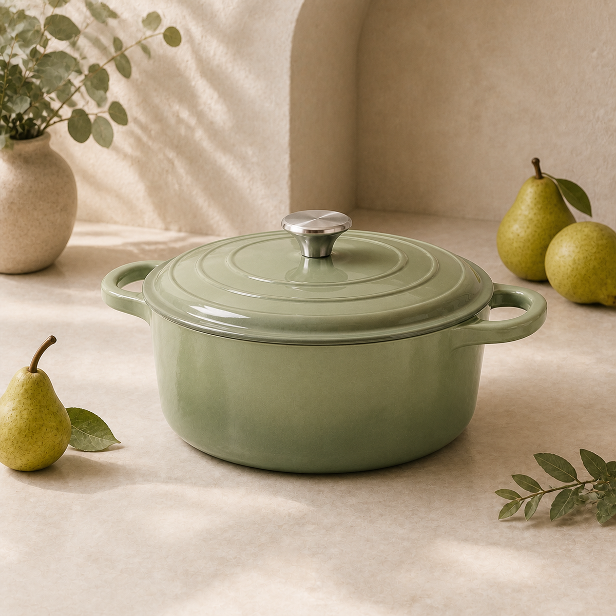 MOCHOO 24 cm Enameled Cast Iron Stew Pot – 4.5 L