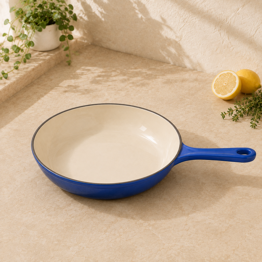 MOCHOO 10-Inch Enameled Cast Iron Frying Pan – 1.8 L