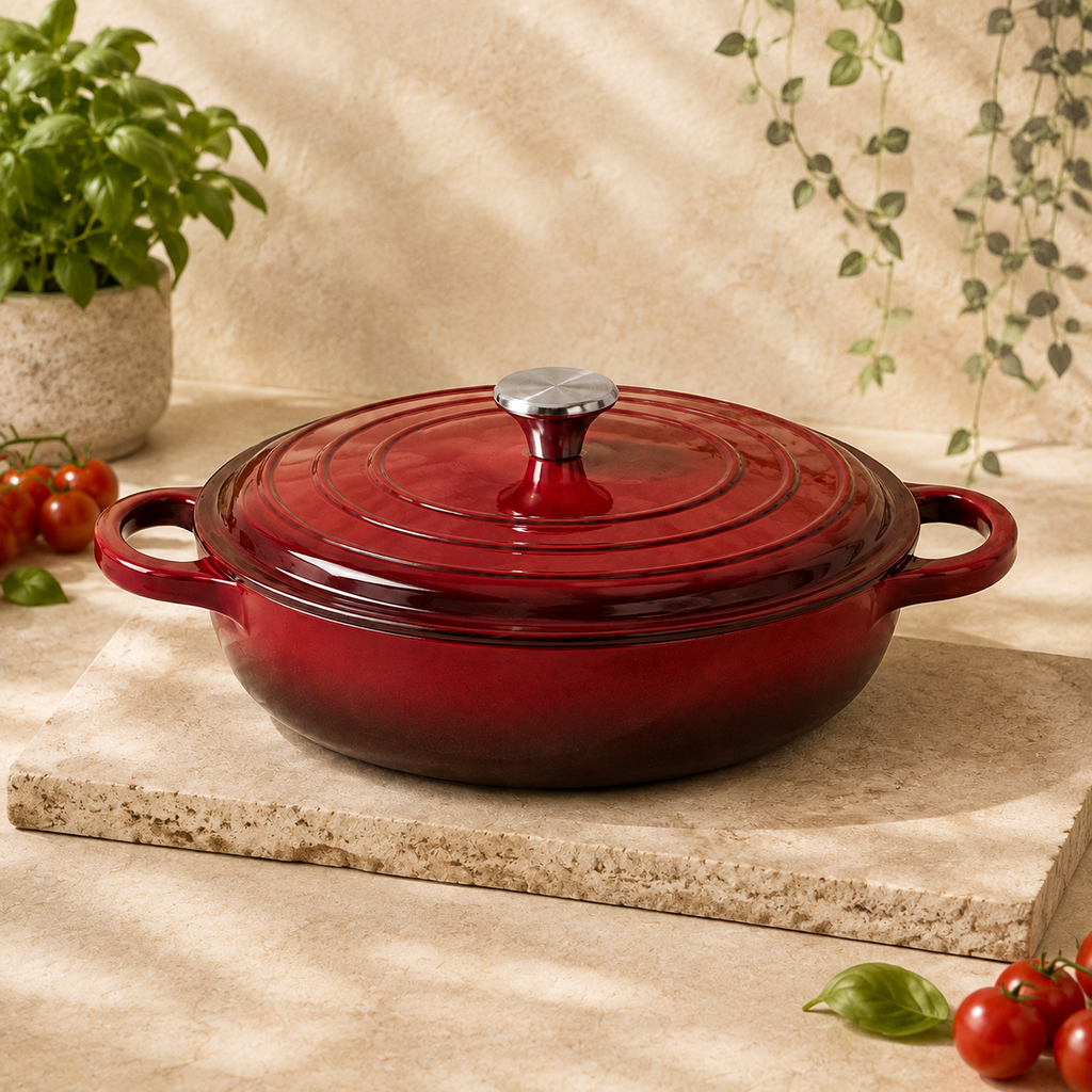 MOCHOO 30 cm Enameled Cast Iron Seafood Pot – 3.5 L