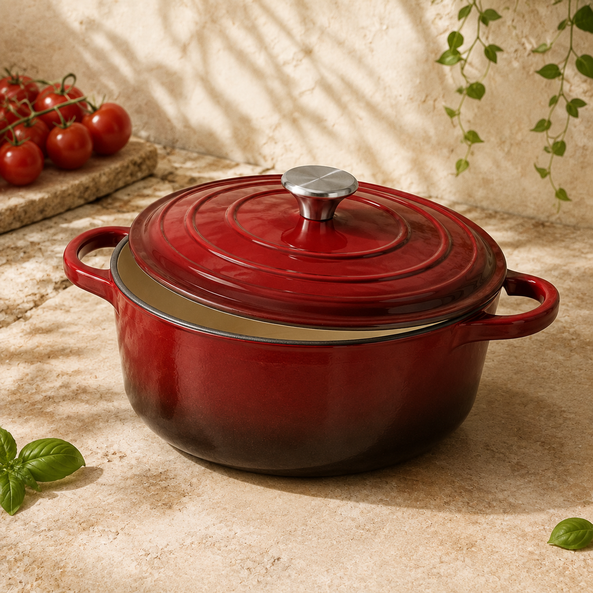 MOCHOO 24 cm Enameled Cast Iron Stew Pot – 4.5 L
