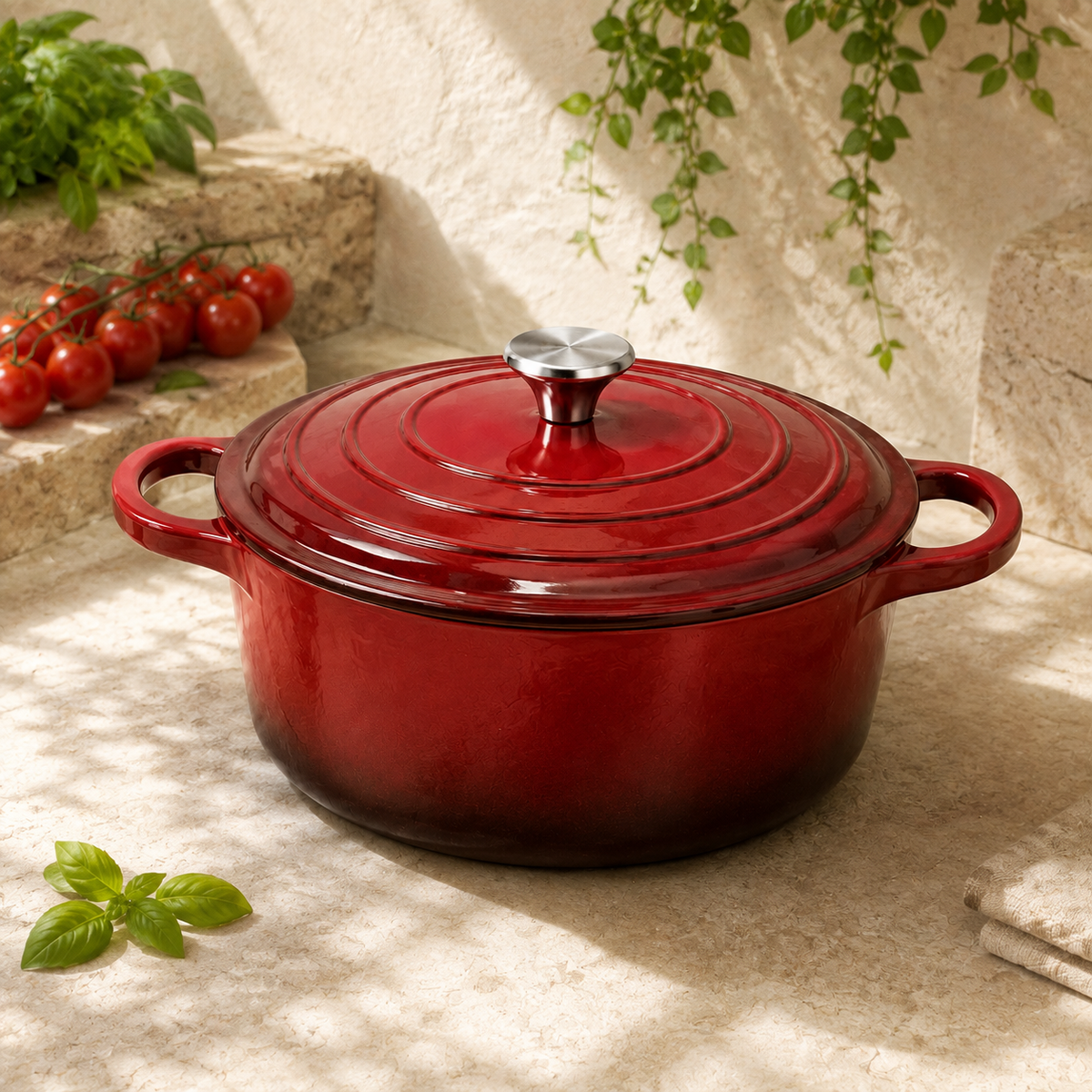 MOCHOO 26 cm Enameled Cast Iron Family Pot (Mama Pot) – 5.0 L