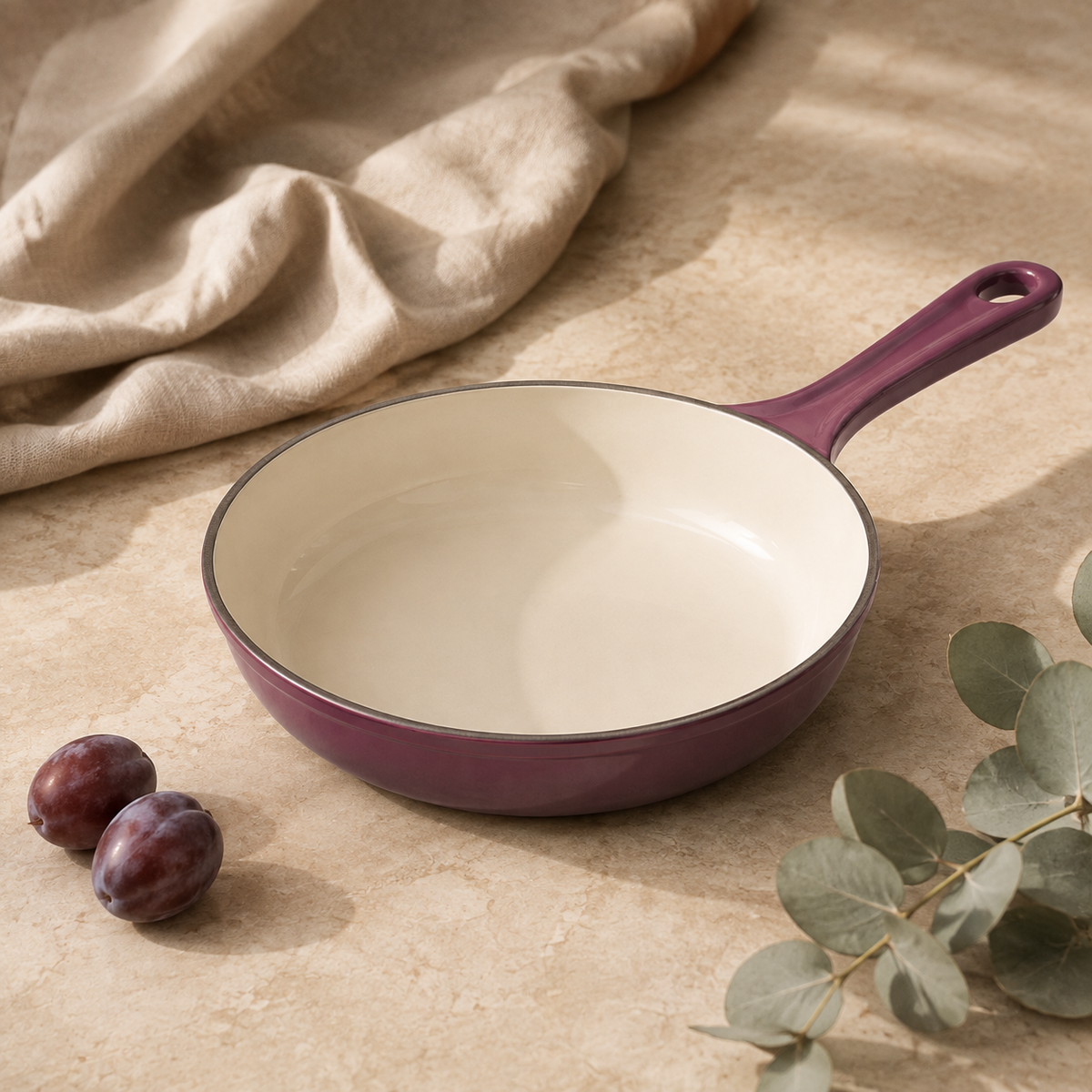 MOCHOO 10-Inch Enameled Cast Iron Frying Pan – 1.8 L