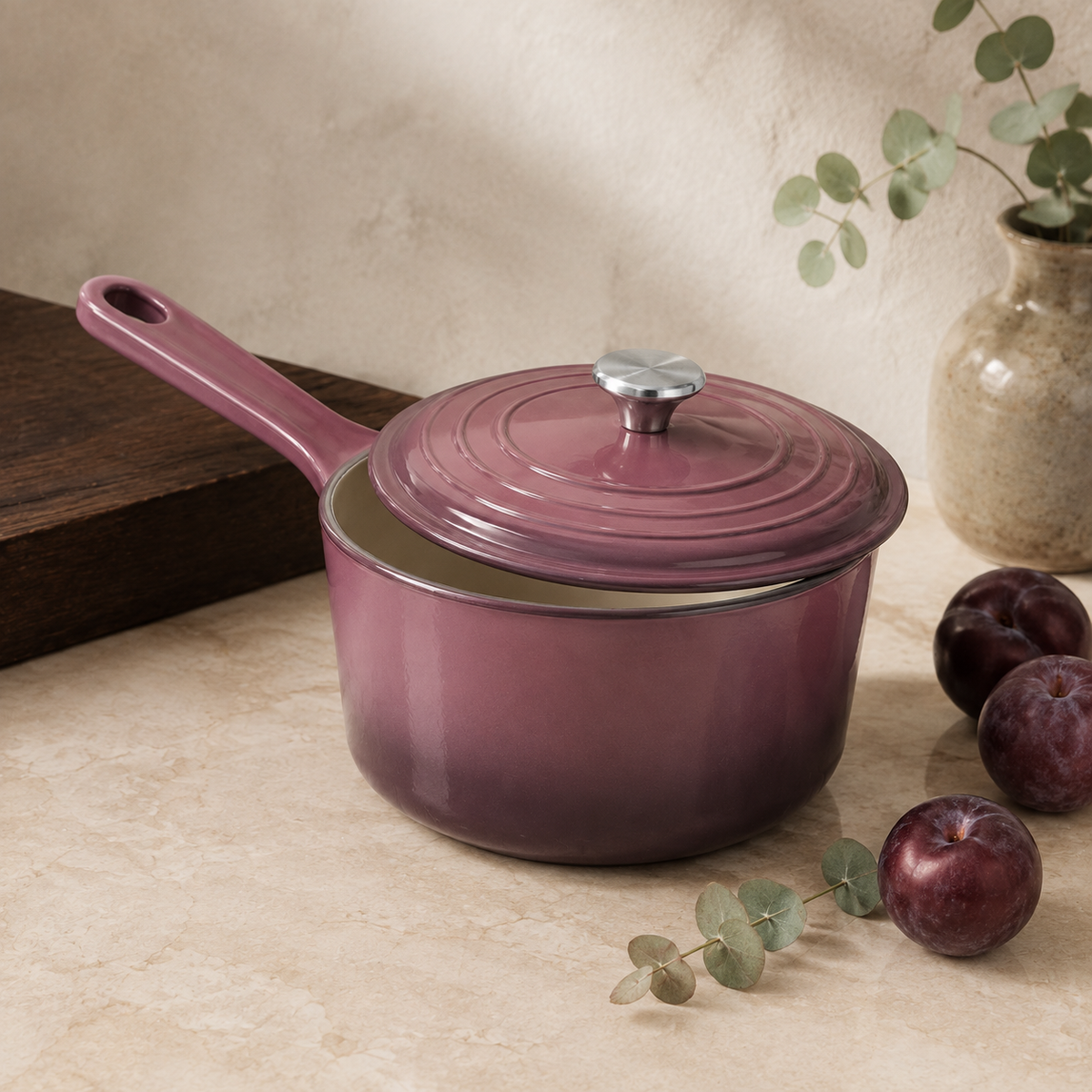 MOCHOO 19 cm Enameled Cast Iron Milk Pot – 2.3 L
