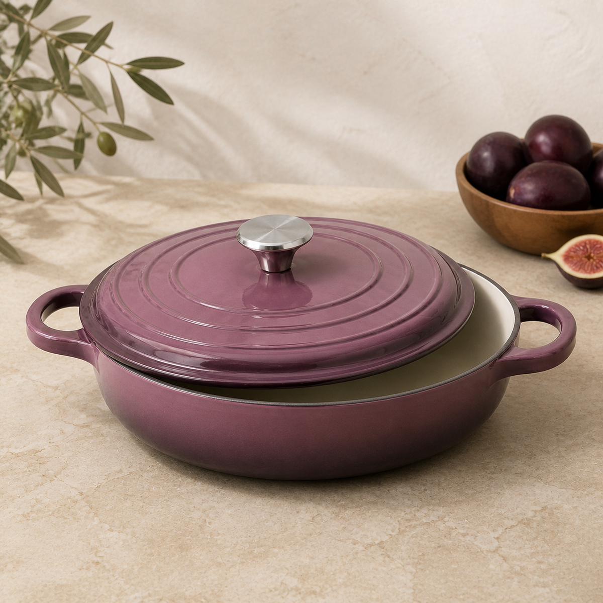 MOCHOO 30 cm Enameled Cast Iron Seafood Pot – 3.5 L