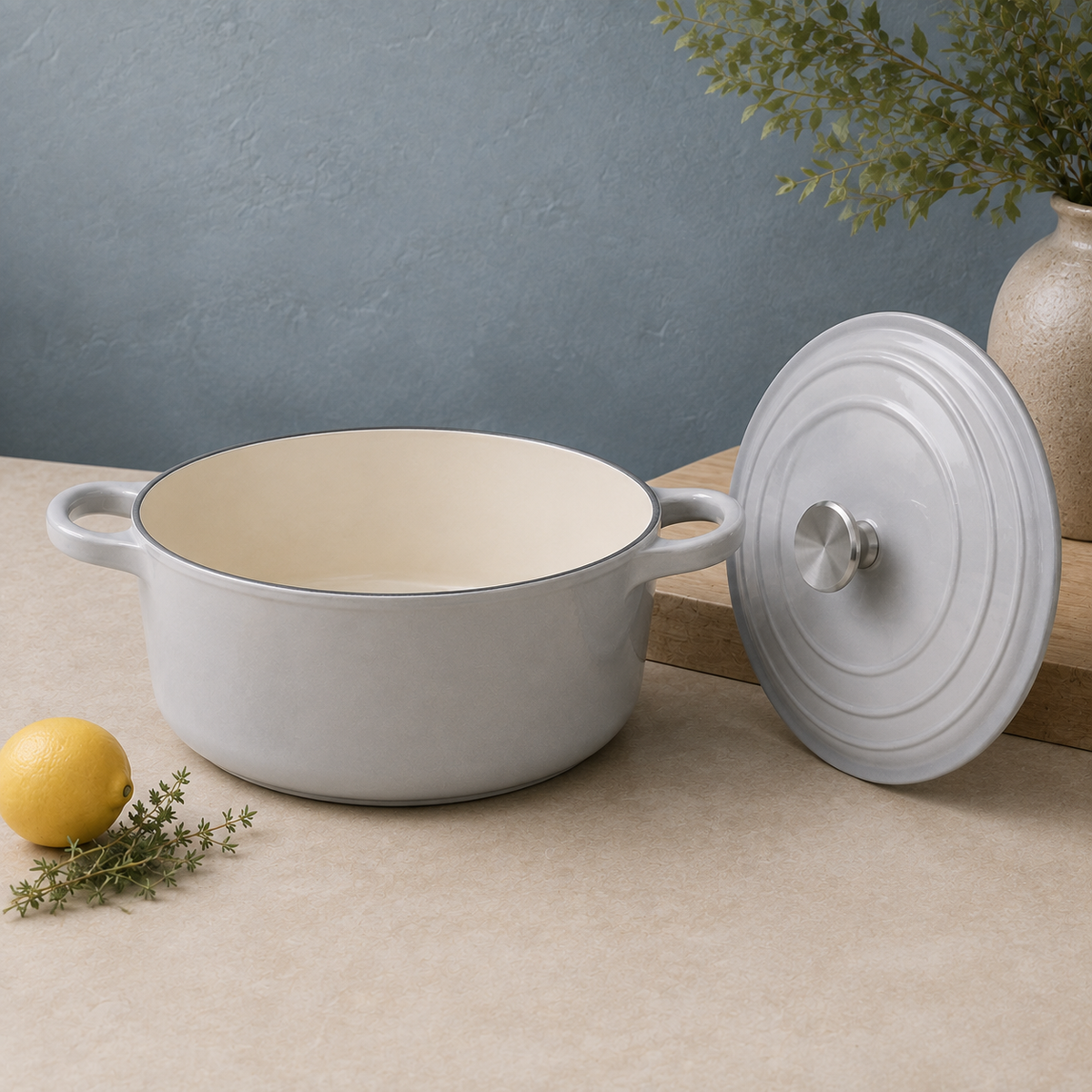 MOCHOO 24 cm Enameled Cast Iron Stew Pot – 4.5 L