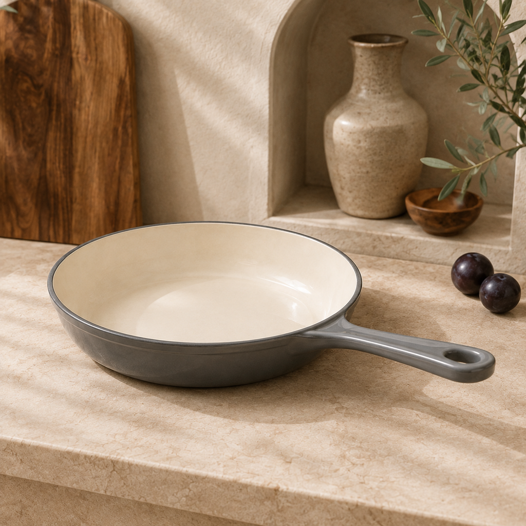 MOCHOO 10-Inch Enameled Cast Iron Frying Pan – 1.8 L
