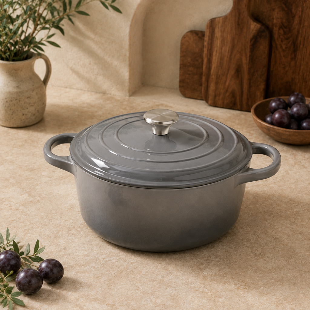 MOCHOO 24 cm Enameled Cast Iron Stew Pot – 4.5 L