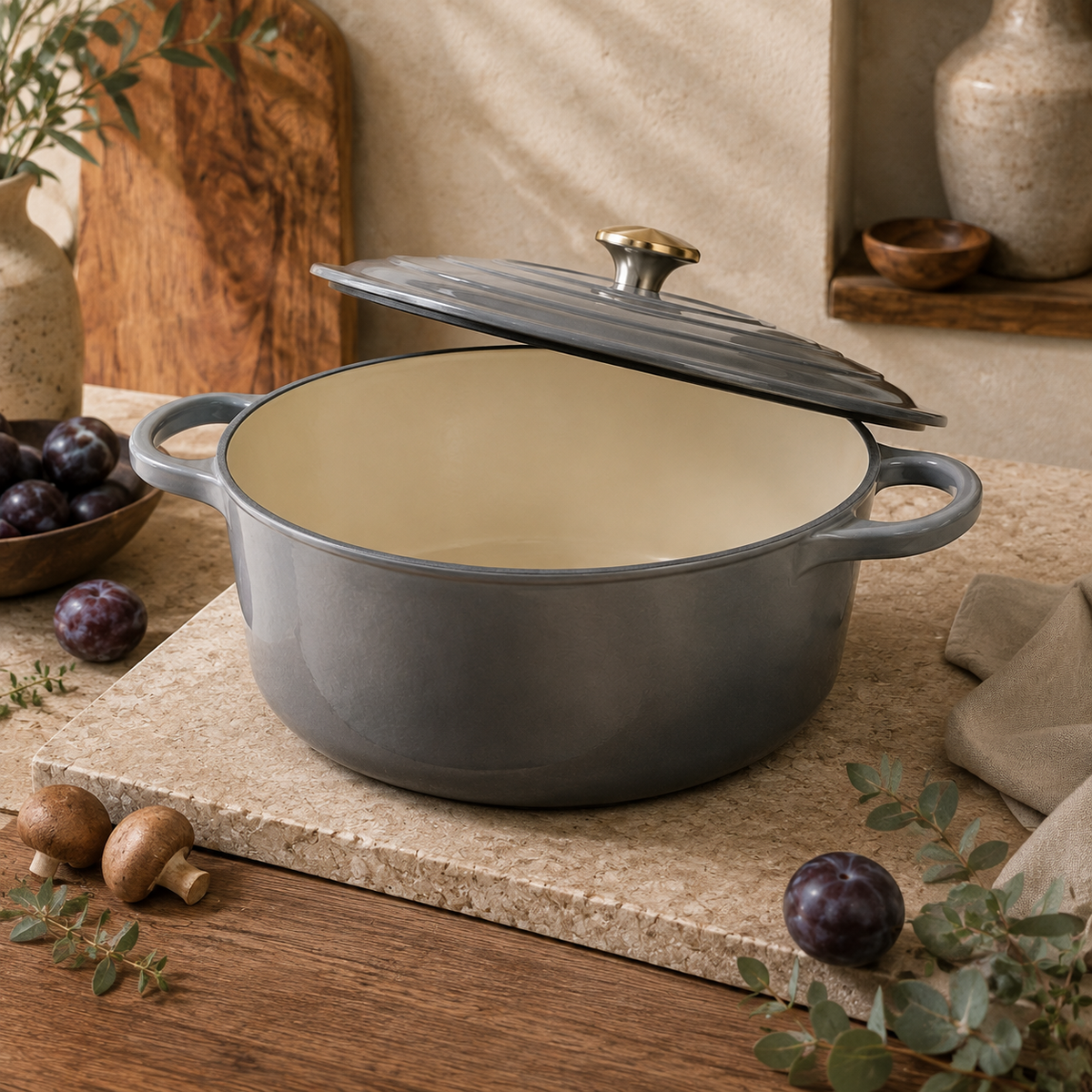 MOCHOO 26 cm Enameled Cast Iron Family Pot (Mama Pot) – 5.0 L