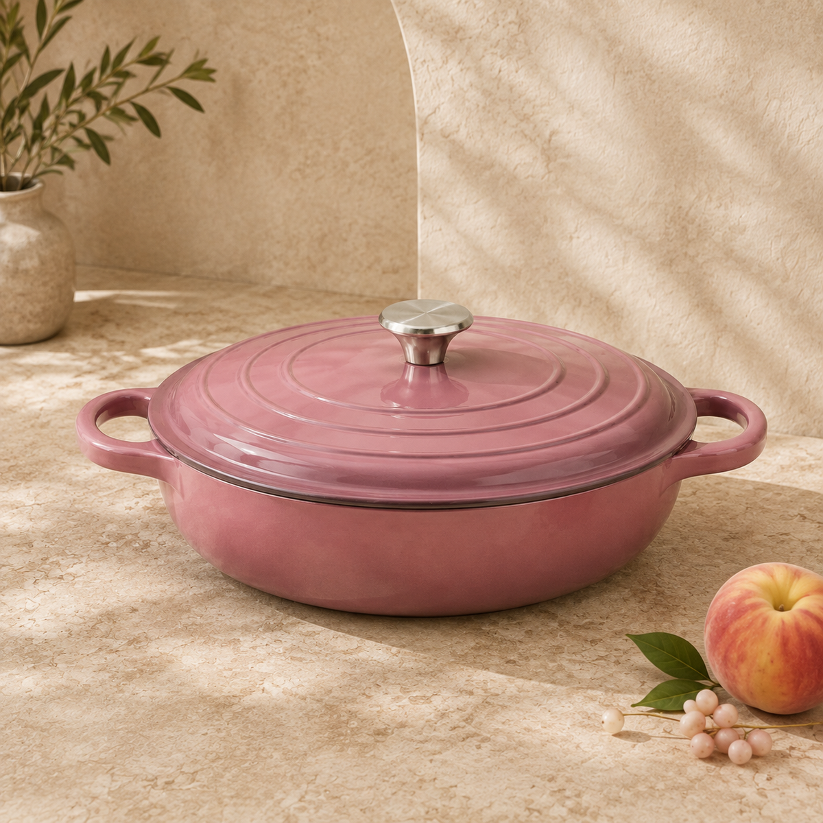 MOCHOO 30 cm Enameled Cast Iron Seafood Pot – 3.5 L