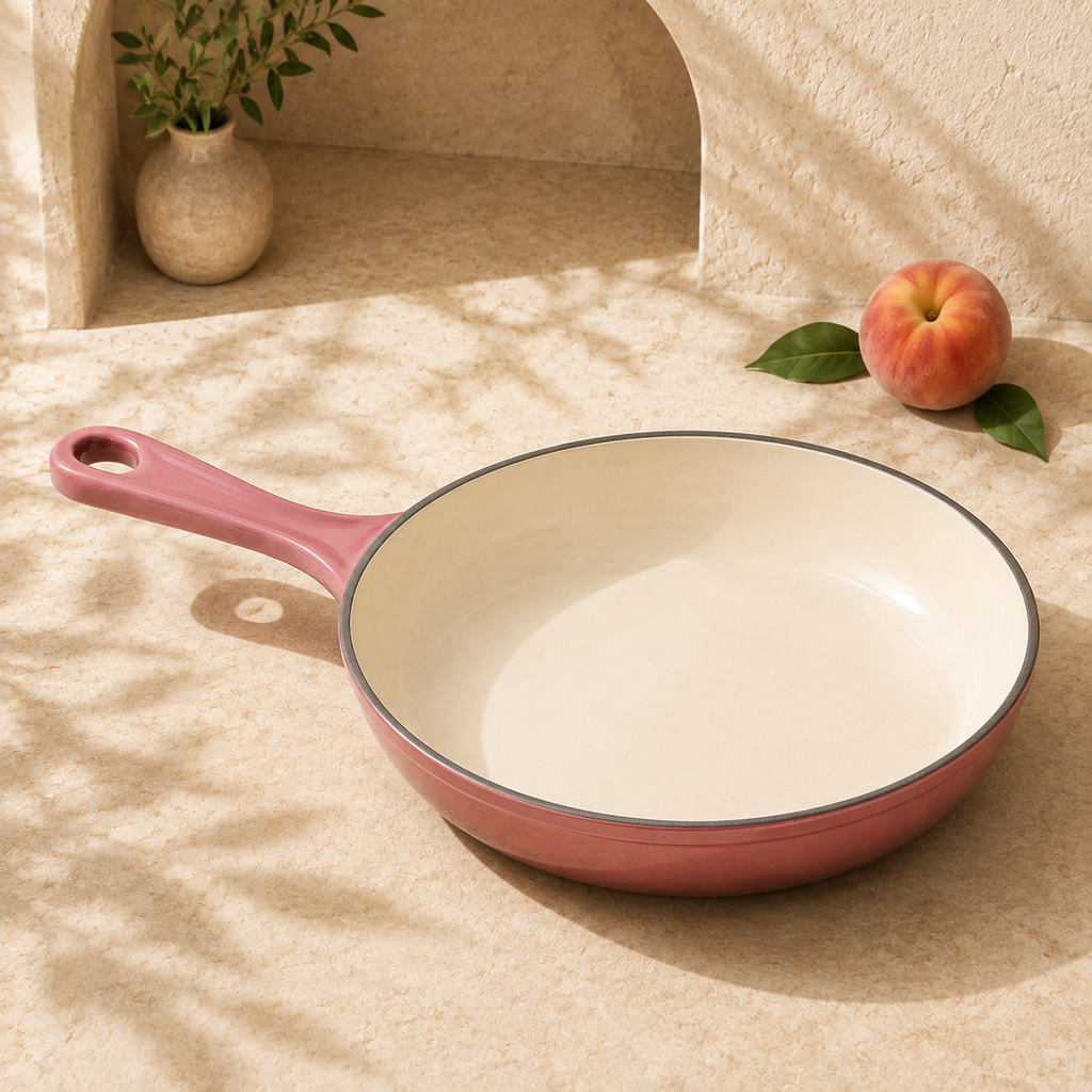 MOCHOO 10-Inch Enameled Cast Iron Frying Pan – 1.8 L