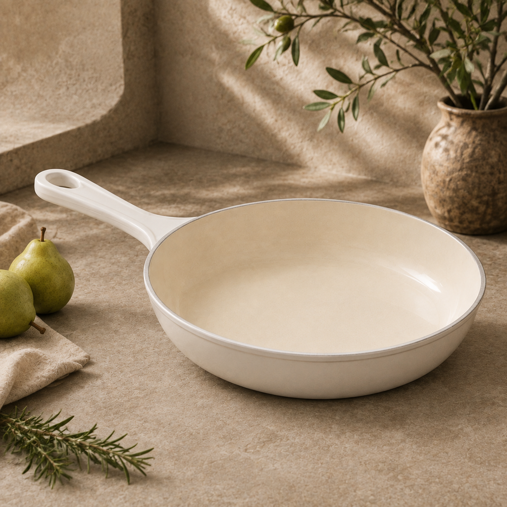 MOCHOO 10-Inch Enameled Cast Iron Frying Pan – 1.8 L
