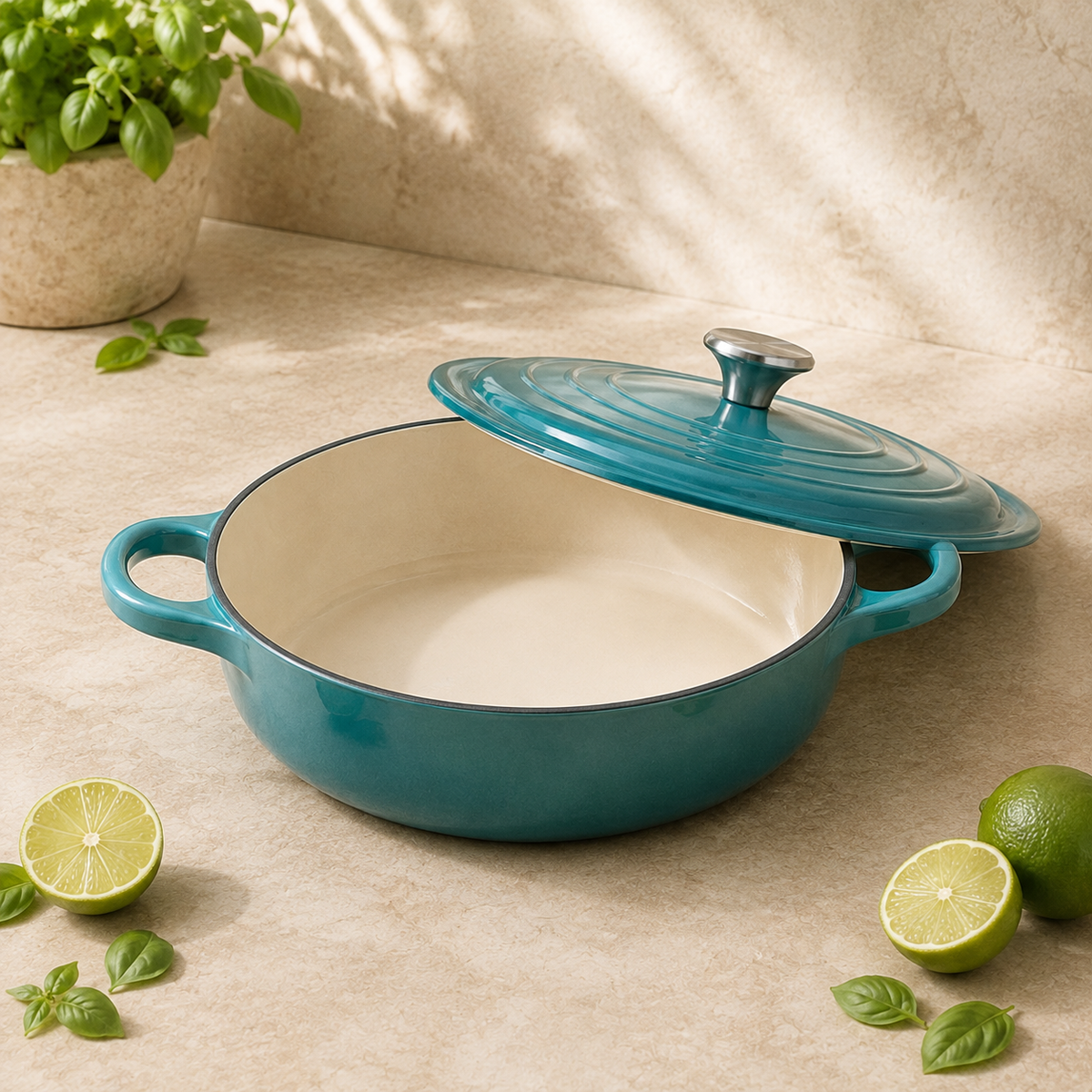 MOCHOO 30 cm Enameled Cast Iron Seafood Pot – 3.5 L