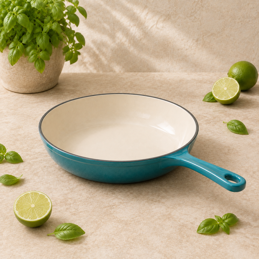 MOCHOO 10-Inch Enameled Cast Iron Frying Pan – 1.8 L