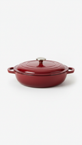 Saute pan in enamel red finish