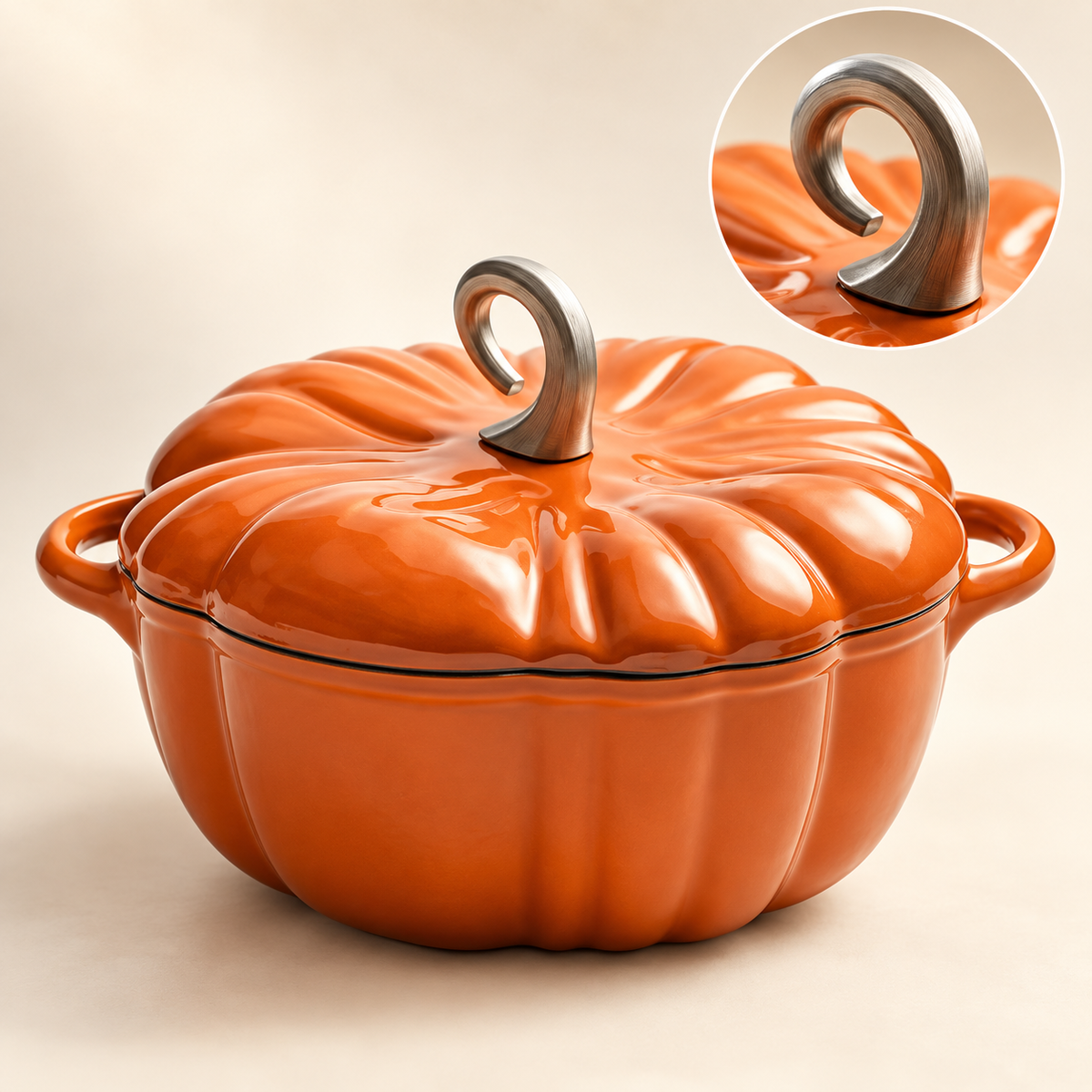 MOCHOO Pumpkin Enameled Cast Iron Casserole – 16, 20 & 25 cm