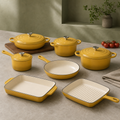 mochoo 7-Piece Enameled Cast Iron Cookware Set