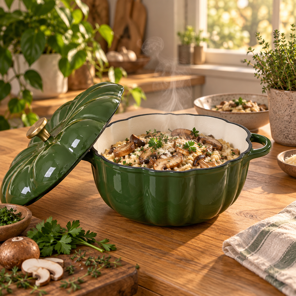 MOCHOO Pumpkin Enameled Cast Iron Casserole – 16, 20 & 25 cm