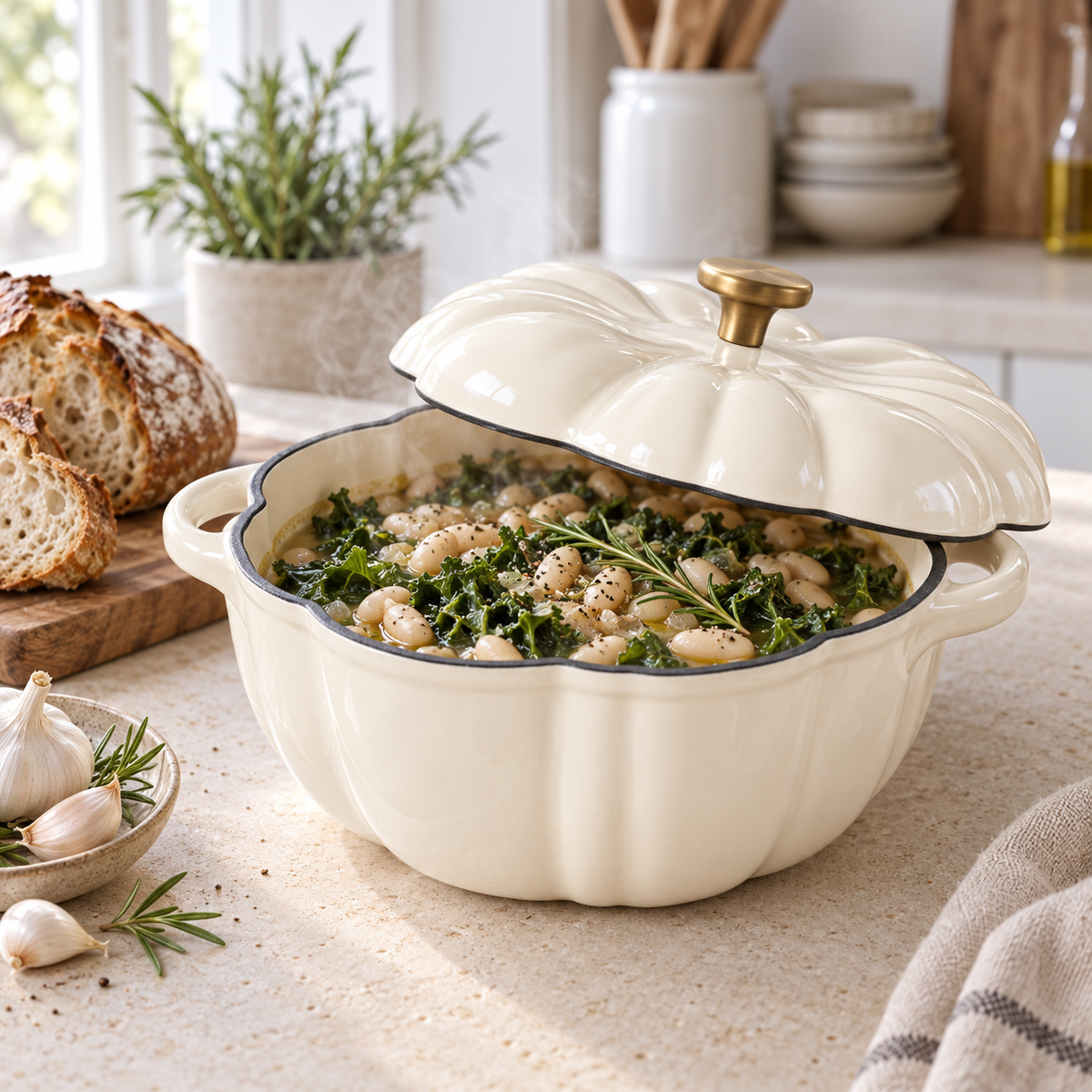 MOCHOO Pumpkin Enameled Cast Iron Casserole – 16, 20 & 25 cm