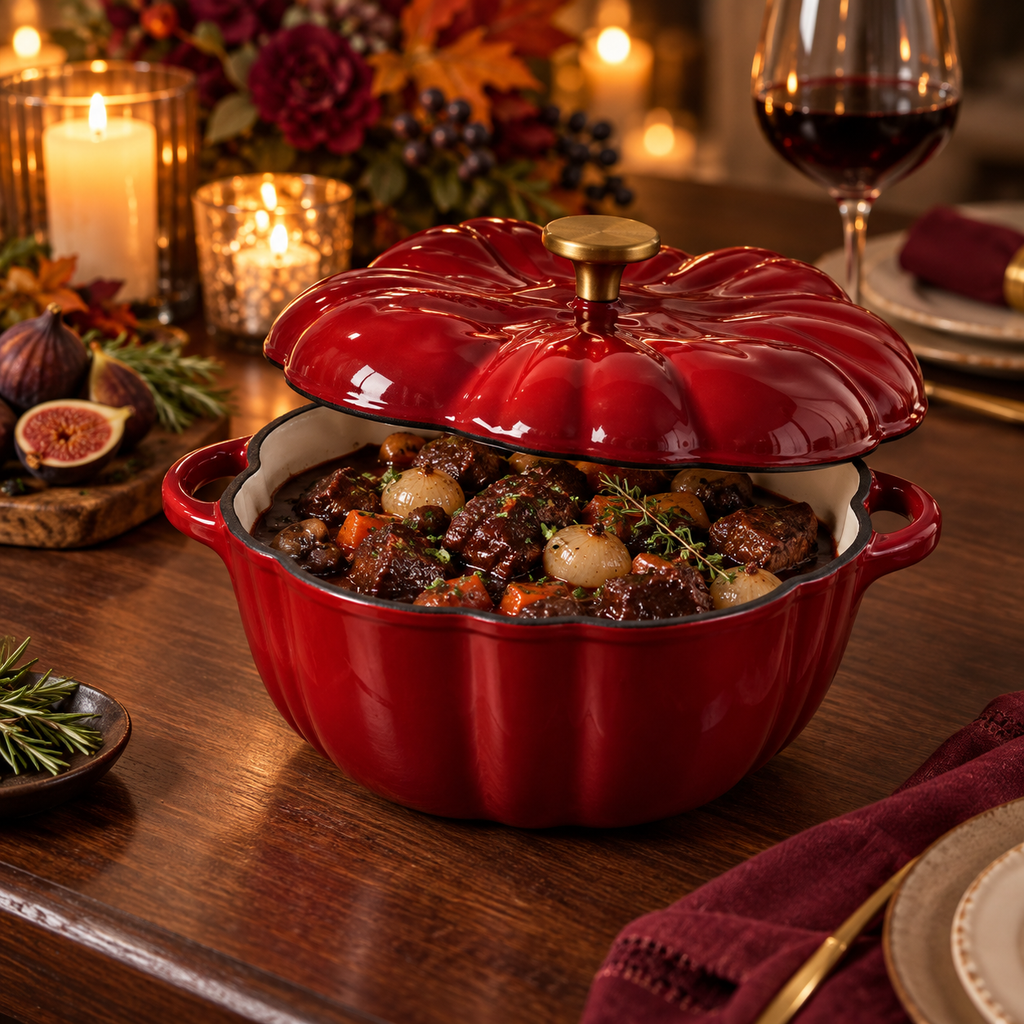 MOCHOO Pumpkin Enameled Cast Iron Casserole – 16, 20 & 25 cm